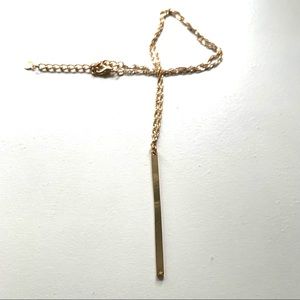 Gold vertical bar necklace with gold chain